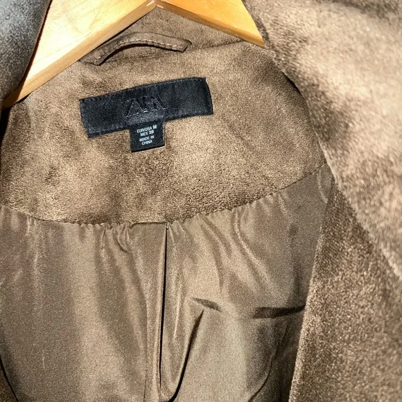 Zara Chocolate Brown Suede Women's Jacket - Picture 2 of 12